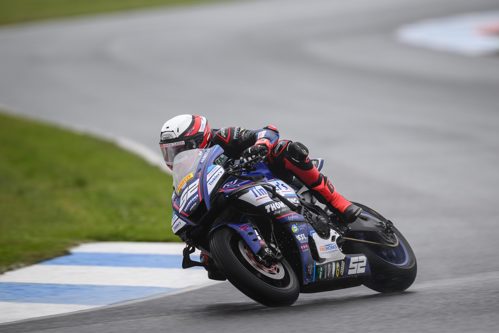 Kam on track at a wet Knockhill.